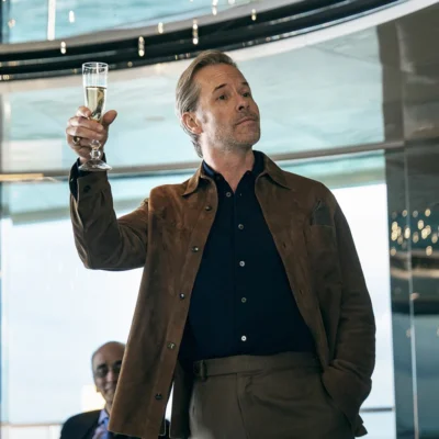 Guy Pearce The Woman in Cabin 10 Suede Jacket