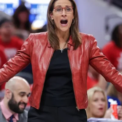 Stephanie White Red Leather Jacket