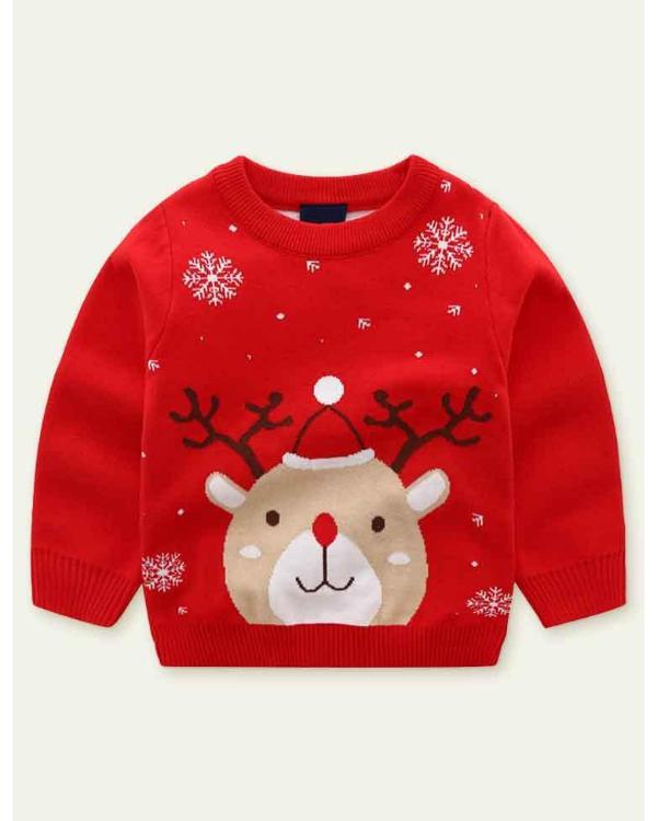 Christmas Snowflake & Deer Red Sweater