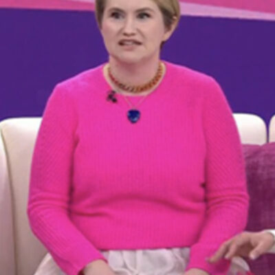 The Today Show 2025 Jillian Bell Pink Ribbed Sweater