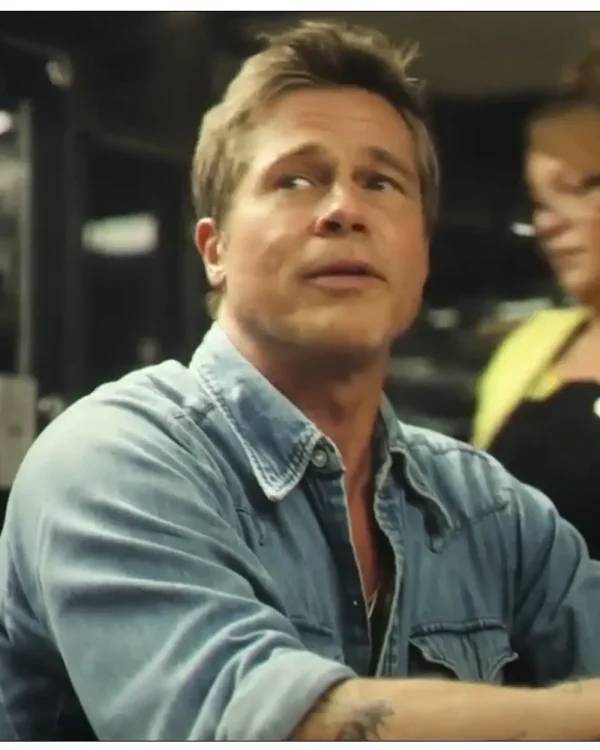 F1 The Movie Brad Pitt Western Denim Shirt - Image 3