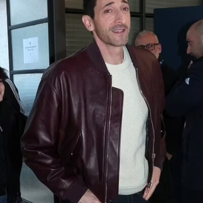 Adrien Brody Maroon Leather Jacket