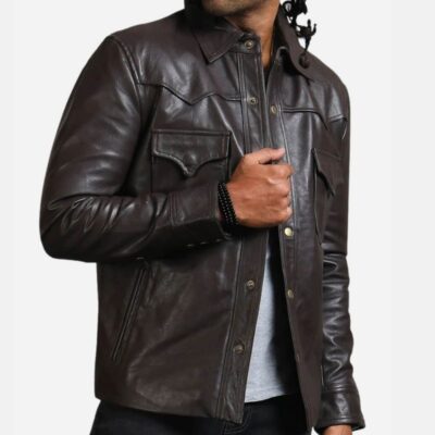 Slim Fit Mens Brown Trucker Jacket
