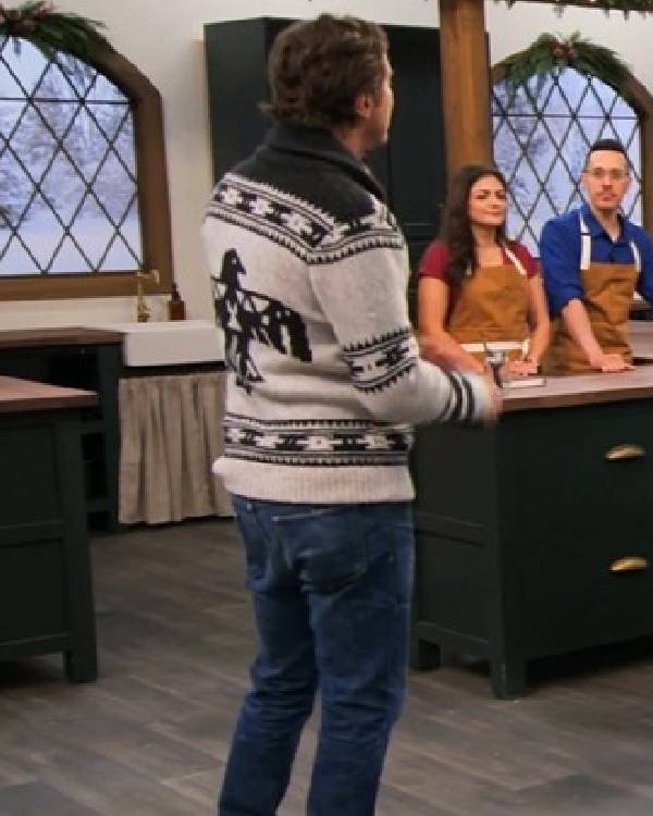 Gingerbread Land Little Holiday Oliver Hudson Hooded Cardigan - Image 2