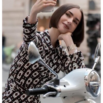 Emily In Paris S05 Lily Collins Chain Print Jumpsuit