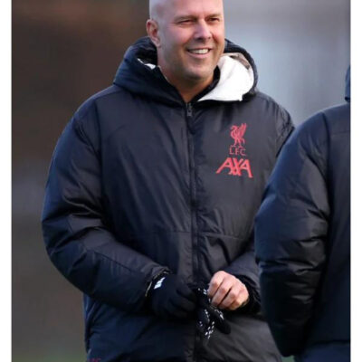 Arne Slot LFC Black Puffer Hooded Jacket